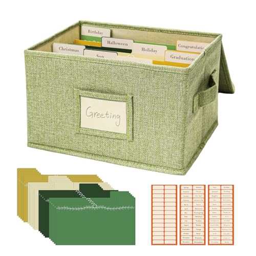 Vienrose Grußkarten-Organizer, Aufbewahrungsbox mit 20 Herausnehmbaren Trennwänden, 84 Selbstklebenden Etiketten, Perfekt für Fotos, Umschläge, Scrapbooking, Papier, 1 Packung, Grasgrün Vienrose Grußkarten-Organizer, Aufbewahrungsbox mit 20 Herausnehmbaren Trennwänden, 84 Selbstklebenden Etiketten, Perfekt für Fotos, Umschläge, Scrapbooking, Papier, 1 Packung, Grasgrün von Vienrose