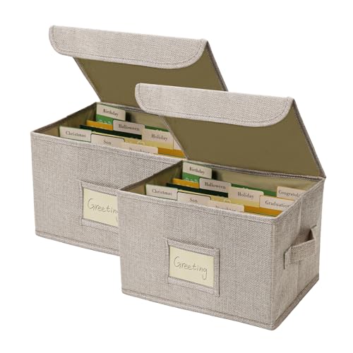 Vienrose Grußkarten-Organizer, Aufbewahrungsbox mit 40 Herausnehmbaren Trennwänden, 168 Selbstklebenden Etiketten, Perfekt für Fotos, Umschläge, Scrapbooking, Papier, 2 Packung, Beige Vienrose Grußkarten-Organizer, Aufbewahrungsbox mit 40 Herausnehmbaren Trennwänden, 168 Selbstklebenden Etiketten, Perfekt für Fotos, Umschläge, Scrapbooking, Papier, 2 Packung, Beige von Vienrose