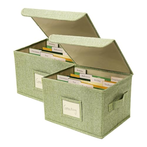 Vienrose Grußkarten-Organizer, Aufbewahrungsbox mit 40 Herausnehmbaren Trennwänden, 168 Selbstklebenden Etiketten, Perfekt für Fotos, Umschläge, Scrapbooking, Papier, 2 Packung, Grasgrün Vienrose Grußkarten-Organizer, Aufbewahrungsbox mit 40 Herausnehmbaren Trennwänden, 168 Selbstklebenden Etiketten, Perfekt für Fotos, Umschläge, Scrapbooking, Papier, 2 Packung, Grasgrün von Vienrose