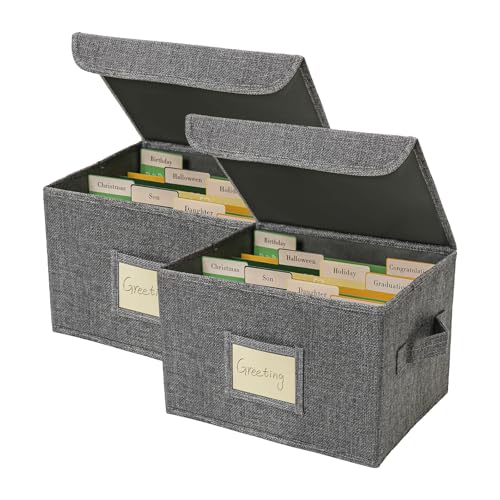 Vienrose Grußkarten-Organizer, Aufbewahrungsbox mit 40 Herausnehmbaren Trennwänden, 168 Selbstklebenden Etiketten, Perfekt für Fotos, Umschläge, Scrapbooking, Papier, Aufkleberhalter, 2 Packung, Grau Vienrose Grußkarten-Organizer, Aufbewahrungsbox mit 40 Herausnehmbaren Trennwänden, 168 Selbstklebenden Etiketten, Perfekt für Fotos, Umschläge, Scrapbooking, Papier, Aufkleberhalter, 2 Packung, Grau von Vienrose