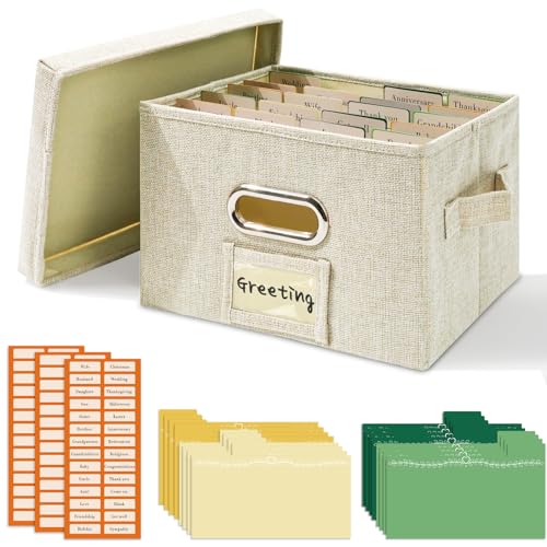 Vienrose Grußkarten-Organizer, Grußkarten-Aufbewahrungsbox, Grußkarten-Organizer-Box mit Trennwänden, Grußkartenhalter für die Aufbewahrung von Karten, Aufklebern, Fotos 1 Packung Beige Vienrose Grußkarten-Organizer, Grußkarten-Aufbewahrungsbox, Grußkarten-Organizer-Box mit Trennwänden, Grußkartenhalter für die Aufbewahrung von Karten, Aufklebern, Fotos 1 Packung Beige von Vienrose