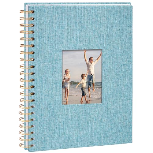 Vienrose Leinen DIY Scrapbook Fotoalbum 20,8 x 28 cm Memory Book mit 40 leeren weißen Seiten für Reisen Hochzeit Weihnachten Baby Shower, Hellblau von Vienrose