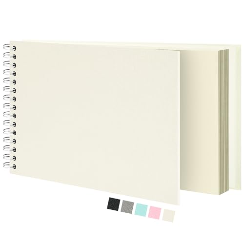Vienrose Scrapbook-Album (20.5 x 28 cm) Fotoalbum, Reise-Scrapbook mit Strukturiertem Hardcover, Ideal für Hochzeiten, Babys, Familie, Abschlüsse, Haustiere (20 Blätter/40 Seiten, Beige) von Vienrose