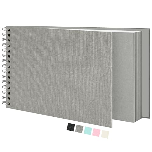 Vienrose Scrapbook-Album (20.5 x 28 cm) Fotoalbum, Reise-Scrapbook mit Strukturiertem Hardcover, Ideal für Hochzeiten, Babys, Familie, Abschlüsse, Haustiere (20 Blätter/40 Seiten, Grau) von Vienrose