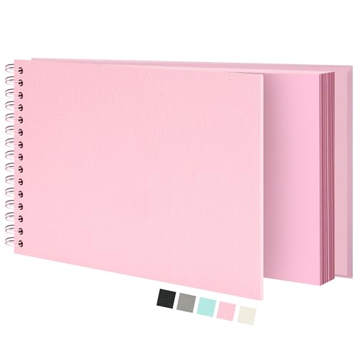 Vienrose Scrapbook-Album (20.5 x 28 cm) Fotoalbum, Reise-Scrapbook mit Strukturiertem Hardcover, Ideal für Hochzeiten, Babys, Familie, Abschlüsse, Haustiere (20 Blätter/40 Seiten, Rosa) von Vienrose