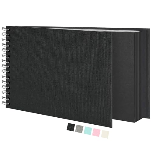 Vienrose Scrapbook-Album (20.5 x 28 cm) Fotoalbum, Reise-Scrapbook mit Strukturiertem Hardcover, Ideal für Hochzeiten, Babys, Familie, Abschlüsse, Haustiere (20 Blätter/40 Seiten, Schwarz) von Vienrose