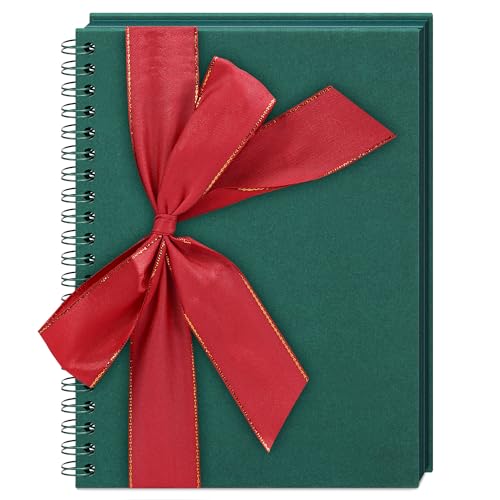 Vienrose Scrapbook Fotoalbum zum Selbstgestalten und Einkleben mit 40 Seiten, Hardcover Kraftpapier, DIY Scrapbook für Hochzeit, Geburtstag, 28 x 20,5 cm, Weihnachtsgrün von Vienrose