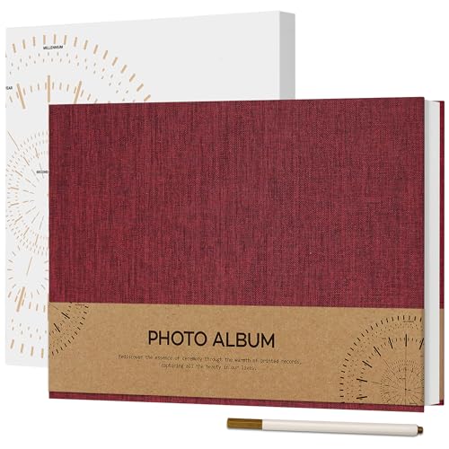 Vienrose Selbstklebend 10x15 Fotoalbum zum Selbstgestalten und Einkleben, Klein Leinen Fotobuch 60 weißen Seiten, Jahrestag Fotoalben mit Einem Kugelschreiber, 21,5x30cm, Rot Vienrose Selbstklebend 10x15 Fotoalbum zum Selbstgestalten und Einkleben, Klein Leinen Fotobuch 60 weißen Seiten, Jahrestag Fotoalben mit Einem Kugelschreiber, 21,5x30cm, Rot von Vienrose