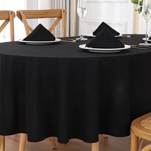 Viiamacki Strukturierte ovale Tischdecke, 152,4 x 213,3 cm, waschbar, Spandex-Mischgewebe, flecken- und knitterfrei, Esstischabdeckung für Küche, Party, Innen- und Außenbereich, Schwarz von Viiamacki