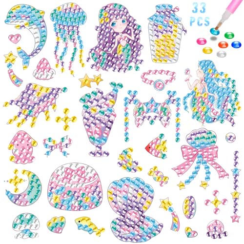 Diamond Painting Set für Kinder und Erwachsene, 5D Diamant Malerei Kit, DIY Bastelset mit Aufklebern (Meerjungfrau-33P) von Viicoor