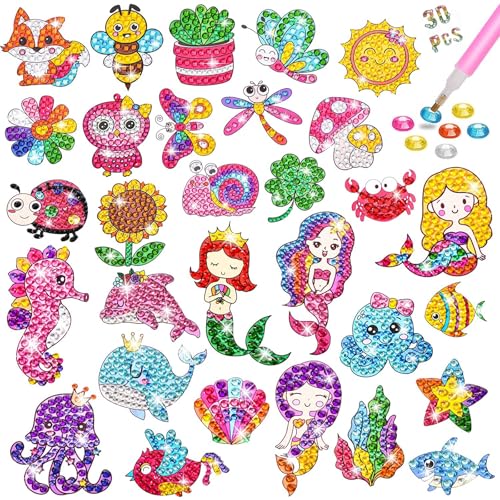 Diamond Painting Set für Kinder und Erwachsene, 5D Diamant Malerei Kit, DIY Bastelset mit Aufklebern (Sommer-30P) von Viicoor