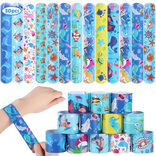 Viicoor 30 Stück Meerestiere Slap Armbänder für Kinder, Party-Accessoires, Snap Bands (Ocean-30P) von Viicoor