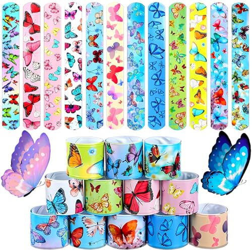 Viicoor 30 Stück Schmetterling Slap Armbänder für Kinder, Party-Accessoires, Snap Bands (Butterfly-24P) von Viicoor