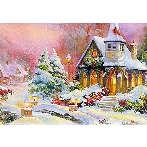 Viiegor Diamond Painting Komplettes Set mit Schnee, Diamant-Stickerei, Malerei, komplett Loger, Landschaft, Diamantmalerei, Kreuzstich, Diamant, Kunsthandwerk für Zuhause, Wanddekoration, 30 x 40 cm von Viiegor