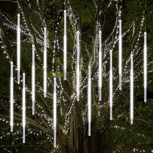Vikdio Weihnachtslichter für draußen, Meteorschauer Lichter 16 Spiralschläuche 50cm 864 LEDs 5,25m Lit Länge, Wasserdichte Schneefalllichter für Weihnachtsdekoration im Freien Baum Fenster (Weiß) Vikdio Weihnachtslichter für draußen, Meteorschauer Lichter 16 Spiralschläuche 50cm 864 LEDs 5,25m Lit Länge, Wasserdichte Schneefalllichter für Weihnachtsdekoration im Freien Baum Fenster (Weiß) von Vikdio