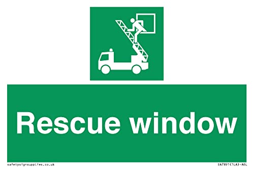 Rettungsfensterschild – 150 x 100 mm – A6L von Viking Signs
