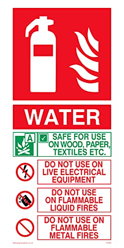 P12 Hinweisschild mit Aufschrift"Feuerlöscher enthält Wasser", 100 x 200 mm, 5 Stück von Viking Signs