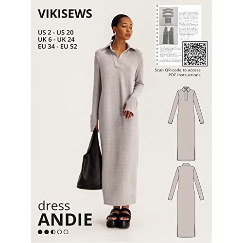 Vikisews Schnittmuster Andie Kleid, Größen US 2-20, EU 34-52 von Vikisews