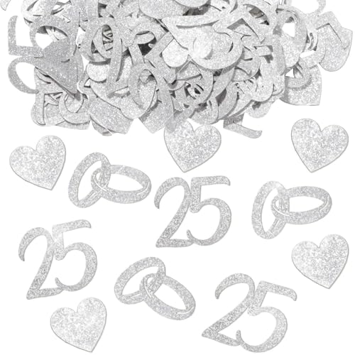 100 Stück Streudeko Silberhochzeit Glitzer,Silberhochzeit Deko,Deko Silberhochzeit 25,Silberhochzeit Geschenkideen Silberhochzeit Tischdeko für Das 25. Jubiläum, 25. Hochzeitstag Uvm. von Vikrami lighting