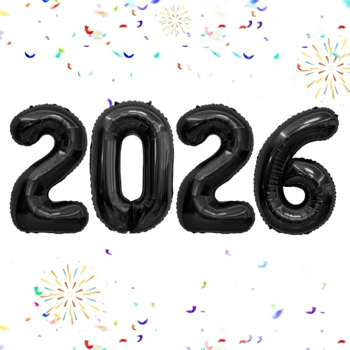 2026 Luftballons, 40 Zoll 2026 Schwarze Zahlenballons, 2026 Happy New Years Dekorationen, Große Folienballons Zahl für Silvester Party Supplies 2026, Klasse 2026 Abschlussdekorationen 2026 Luftballons, 40 Zoll 2026 Schwarze Zahlenballons, 2026 Happy New Years Dekorationen, Große Folienballons Zahl für Silvester Party Supplies 2026, Klasse 2026 Abschlussdekorationen von Viksio