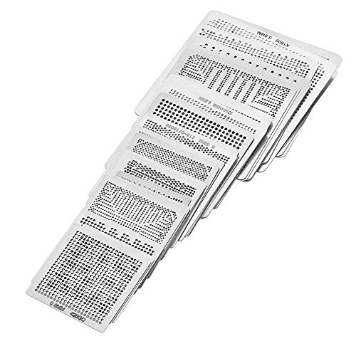 BGA Schablonen, 33 Stück BGA Universal Reballing Schablonensets Rework Net Schablonen Steel Template Mesh Direkt Heat Set Kit, Lötwerkzeug Solder Template Set von Vikye