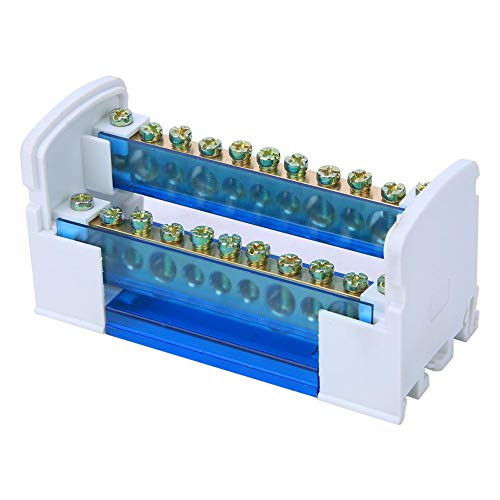 Klemmen Verteilerkasten, 500 V 125 A Klemmenblock Anschlusskasten Din Rail 2-Stufig, Einphasig mit Transparenter Staubabdeckung 211 von Vikye