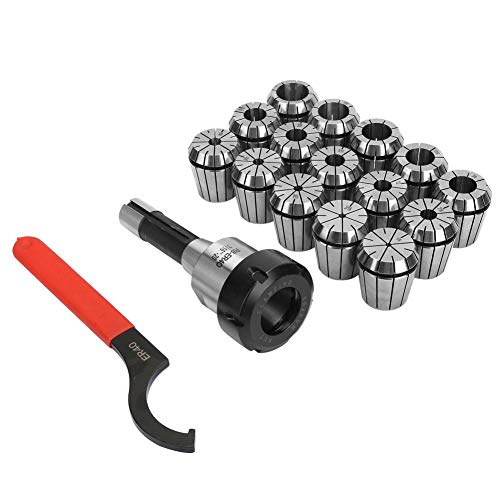 Spannzangenhalter R8-ER40, Spannzangensatz R8-ER40 Spannzangenhalter R8-Schaft + 15-tlg. Spannzangen ER40 für Fräsmaschinen von Vikye