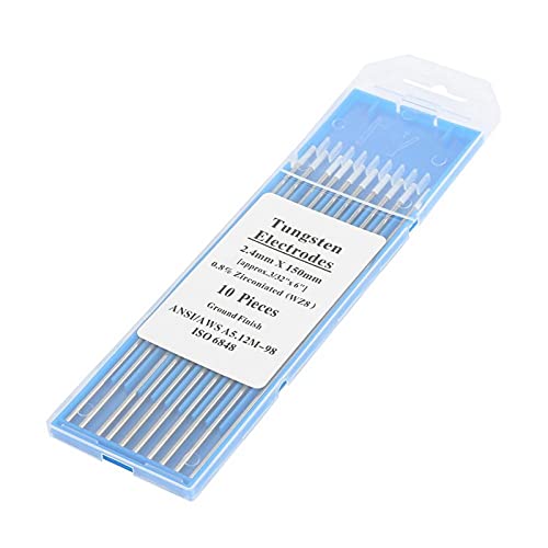 Zirkonierte Wolframelektroden, 10 Stück 1,0/1,6/2,4/3,2 mm WZ8, weiße Spitze zum AC-WIG-Schweißen, zirkonierte Wolframelektrode(2.4mm×150mm) von Vikye