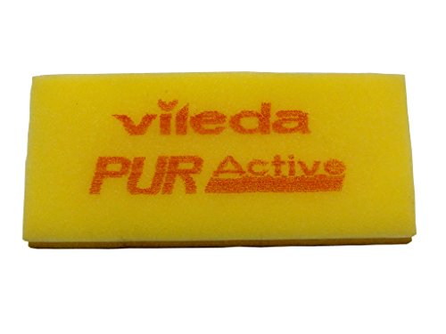 Vileda SchwammProfi PUR Active, eckig, Farbe: gelb/grün, 6,3x14cm, VE= 10 Stück (Gelb) von Vileda Pur Active gelb Prof.