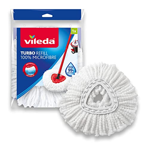 Vileda Turbo Easy Wring & Clean Classic Ersatzmoppkopf, geeignet für alle Vileda Schleudermopp-Bodenwischer, für alle harten Böden, entfernt über 99% der Bakterien nur mit Wasser*, 1er Pack von Vileda