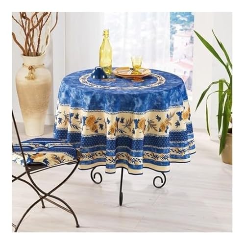 Villages de Provence Runde schmutzabweisende Tischdecke - Faltenbeständig und 100% Polyester - Blau - Ø 180 cm - Tournesol Abeille - 6/8 Besteck - Innen oder Außen - Esstisch, Küche oder Garten Villages de Provence Runde schmutzabweisende Tischdecke - Faltenbeständig und 100% Polyester - Blau - Ø 180 cm - Tournesol Abeille - 6/8 Besteck - Innen oder Außen - Esstisch, Küche oder Garten von Villages de Provence