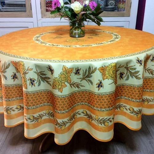 Villages de Provence Runde schmutzabweisende Tischdecke - Faltenbeständig und 100% Polyester - Gelb - Ø 180 cm - Tournesol Abeille - 6/8 Besteck - Innen oder Außen - Esstisch, Küche oder Garten Villages de Provence Runde schmutzabweisende Tischdecke - Faltenbeständig und 100% Polyester - Gelb - Ø 180 cm - Tournesol Abeille - 6/8 Besteck - Innen oder Außen - Esstisch, Küche oder Garten von Villages de Provence