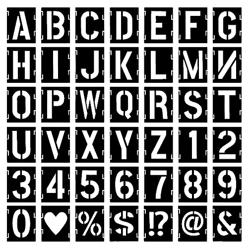 42 Stück Buchstaben Schablone Set, 10 cm Wiederverwendbare Buchstaben Zahlen Zeichen Schablonen Alphabetschablone für Holzschilder Malerei DIY und Handwerk von VillyVida