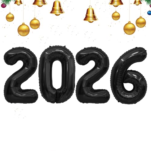 2026 Luftballons, 40 Zoll Zahlenballon, Happy New Year Ballons für 2026 Silvester Party Supplies, Abschlussballons Zahl Dekorationen Klasse 2025, Geburtstagsfeier Dekorationen, Schwarz 2026 Luftballons, 40 Zoll Zahlenballon, Happy New Year Ballons für 2026 Silvester Party Supplies, Abschlussballons Zahl Dekorationen Klasse 2025, Geburtstagsfeier Dekorationen, Schwarz von Vilnadu
