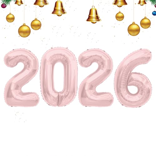 2026 Luftballons, 40 Zoll Zahlenballon, Happy New Year Ballons für 2026 Silvester Party Supplies, Abschlussballons Zahlendekorationen Klasse 2026, Geburtstagsfeier Dekorationen, Rose Pink 2026 Luftballons, 40 Zoll Zahlenballon, Happy New Year Ballons für 2026 Silvester Party Supplies, Abschlussballons Zahlendekorationen Klasse 2026, Geburtstagsfeier Dekorationen, Rose Pink von Vilnadu