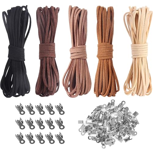105 Stück Lederband für Ketten Set, Lederbänder für Ketten Lederbänder Zum Basteln Lederkette Damen Flaches Lederband, 150m in 5 Farben für DIY Schmuck und Bastelprojekte 105 Stück Lederband für Ketten Set, Lederbänder für Ketten Lederbänder Zum Basteln Lederkette Damen Flaches Lederband, 150m in 5 Farben für DIY Schmuck und Bastelprojekte von Vimmvid