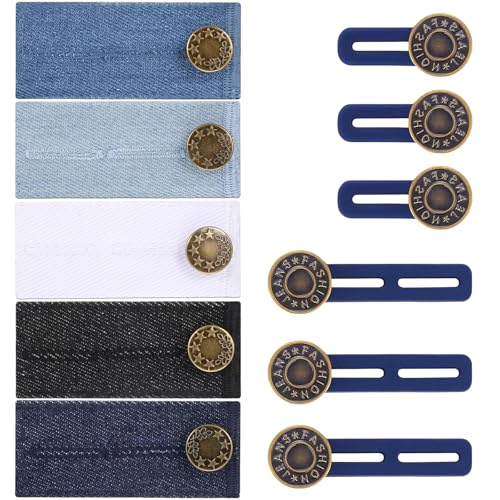 11 Stück Knopfverlängerung für Hosen, Hosenbunderweiterung Hosenknöpfe Hosenbund Enger Machen Clip Hosenknopf Verlängerung Knopfloch Verlängerung Knöpfe Jeans Adjustable Knopf Erweiterung Hose Unisex von Vimmvid