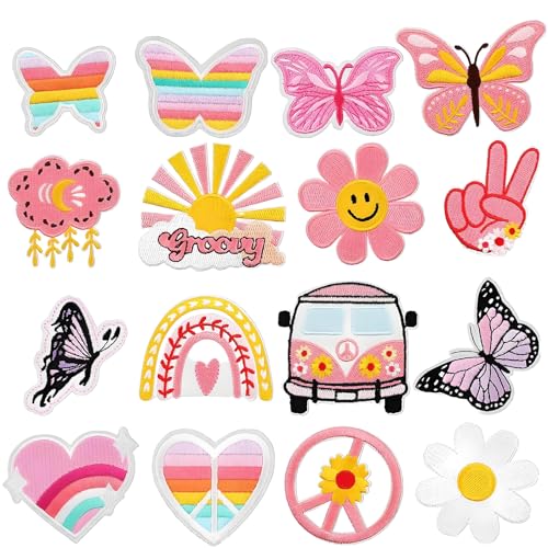 16 Stück Patches Zum Aufbügeln, Kinder Bügelflicken, Applikation Aufbügelflicken, Flicken Zum Aufbügeln Kinder, Bestickte Patches für Bügelbilder für Textilien Reparatur Dekorative Kleidung Hemd von Vimmvid