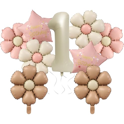 9 Stück Geburtstagsdeko 1. Geburtstag Mädchen mit Gänseblümchen Folienballon, Luftballon 1. Geburtstag Deko, für Erster Mädchen Kindergeburtstag Deko 9 Stück Geburtstagsdeko 1. Geburtstag Mädchen mit Gänseblümchen Folienballon, Luftballon 1. Geburtstag Deko, für Erster Mädchen Kindergeburtstag Deko von Vimmvid