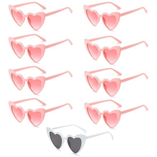 9 Stück Herz Sonnenbrille, Partybrillen Herzbrillen Festival Sonnenbrille Damen Party Brillen Lustige Brille Herz Brille Herzsonnenbrille Lustige Sonnenbrillen Geeignet Für Hochzeiten Geburtstagsfeier von Vimmvid