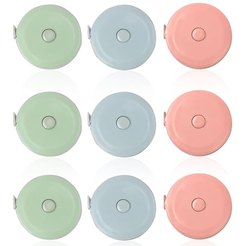 9 Stück Maßband Körper, 150CM Einziehbares Schneidermaßband Körpermaßband, zum Messen von Brust, Taille, Länge, für präzise Körpermaße zum Nähen, Schneidern und Basteln mit Stoff 9 Stück Maßband Körper, 150CM Einziehbares Schneidermaßband Körpermaßband, zum Messen von Brust, Taille, Länge, für präzise Körpermaße zum Nähen, Schneidern und Basteln mit Stoff von Vimmvid