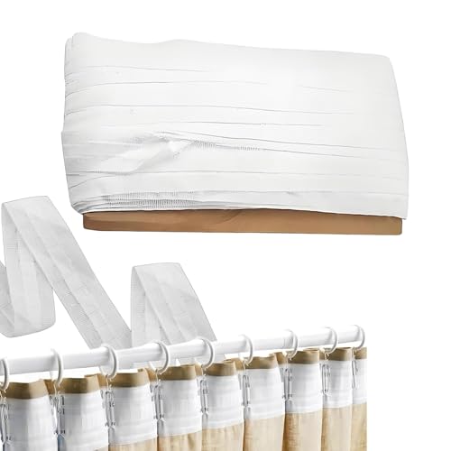 Vimmvid 1 Stück Kräuselband Gardinen Weiß 30M × 3CM Gardinenband Zum Aufnähen, Gardinen Kräuselband Universal Vorhangband Zum Aufnähen Faltenband für Gardinenhaken, Aufbügeln für Deko Schlafzimmer von Vimmvid