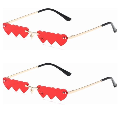Vimmvid 2 Stück Herz Sonnenbrille, Retro in Herzform, Lustige Herzchen Dekoration Für Party, Brille Für Partys Herz Brille Rot Können Verschiedenen Kleidern Ausgestattet Sein（Rot） von Vimmvid