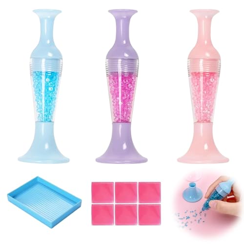 Vimmvid 3 Stück Diamond Painting Zubehör, Diamond Painting Stift, Diamant Malerei (inklusive 1 Platte, 6 Stück Ton) von Vimmvid