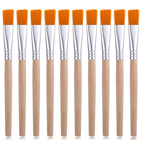 10 Stück Flache Pinsel Set, Kleine Pinsel Mit Holzgriff Flache Acryl Pinsel-Acryl Pinselset Mit Nylonborsten Bastelpinsel, Kleine Künstlerpinsel Pinselmenge Für Feine Details ölmalerei Aquarell von Vin Beauty