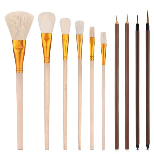 10 Stück Pinsel Rund Acryl, Pinselset Acrylfarben Wasserfarben Artist Brushes Pinsels Ziegenhaar Pinsels Set Vergoldungs-Pinsel-Set für Acrylfarben Aquarelle Öle 10 Stück Pinsel Rund Acryl, Pinselset Acrylfarben Wasserfarben Artist Brushes Pinsels Ziegenhaar Pinsels Set Vergoldungs-Pinsel-Set für Acrylfarben Aquarelle Öle von Vin Beauty
