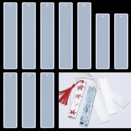 10 Stück Rechteckige Silikon Lesezeichenform Wiederverwendbare Gussform Epoxidharz Lesezeichen Silikonformen Transparente Silikonform (5.5/3.7 Zoll) von Vin Beauty