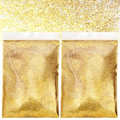 100 g ultrafeines Glitzerpulver, Festival-Glitzer-Pailletten Glitzerpulver zum Basteln Gold Glitzerpulver für kosmetische Dekorationen für Nägel Kunst Gesicht Kartenherstellung Basteln (Gold) von Vin Beauty