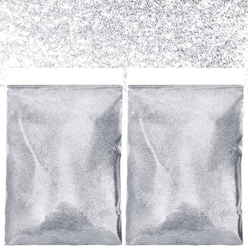 100 g ultrafeines Glitzerpulver, Festival-Glitzer-Pailletten Silberpulver Basteln Silber Glitzerpulver für Kosmetische Dekorationen für Nägel Kunst Gesicht Kartenherstellung Basteln (Silber) von Vin Beauty