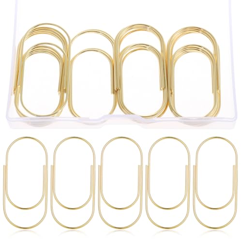 20 Stück goldene 50mm Büroklammern, Beschichtetes Metall Büroklammern unerlässlich für die Dokumentenorganisation (Gold) von Vin Beauty